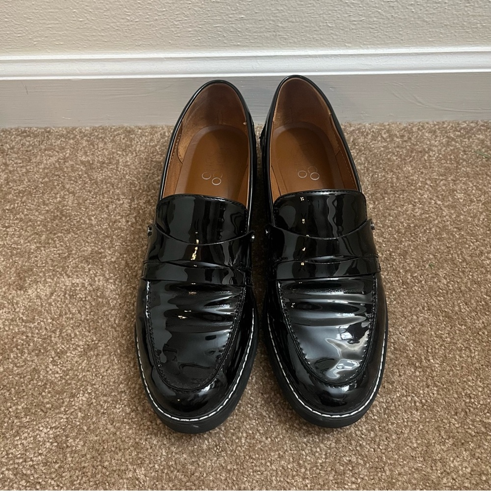 Franco Sarto Black Patent Loafers